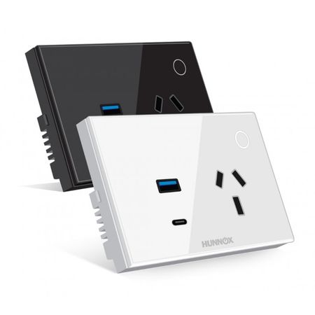 Tomacorriente con USB-A y USB-C Hunnox Smart Tactil Negro