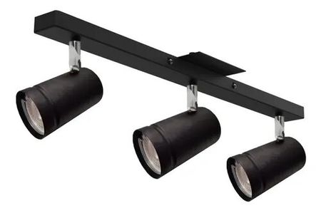 Aplique Riel Liston Techo 3 Luces Spot Cilindro Dicro Led Negro