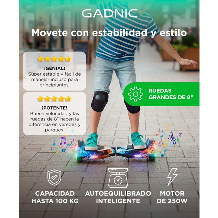 Patineta Eléctrica Gadnic Hoverboard Blth 8 Pulgadas Azul - Vista 2