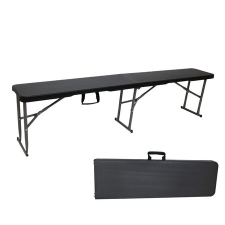 Banco Plegable Plástico Jardín Camping Negro