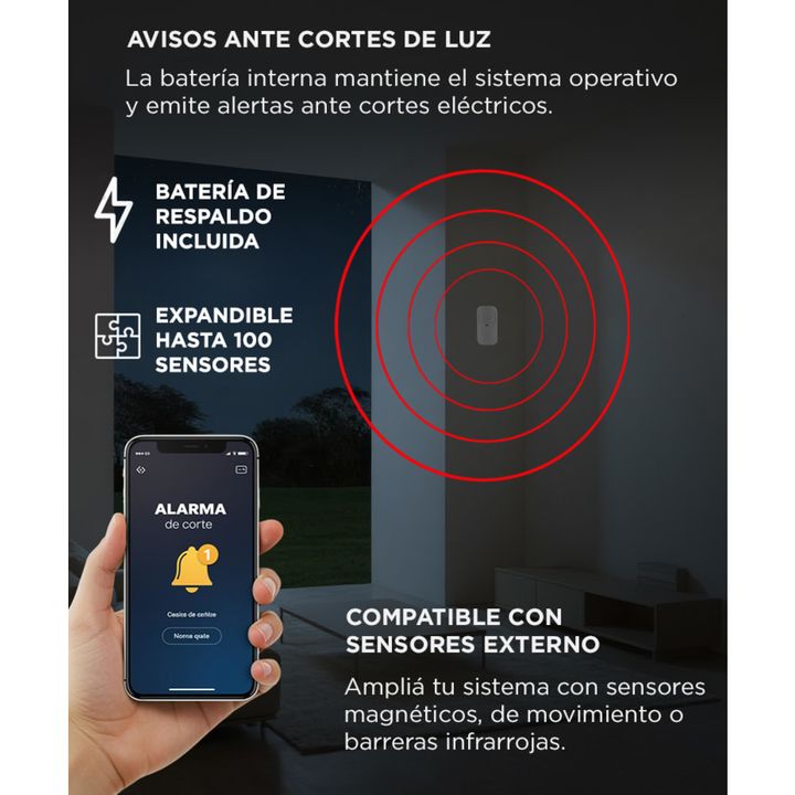 Kit de Alarma Domiciliaria Gadnic Inalámbrica GSM Con Pantalla LED - Vista 3