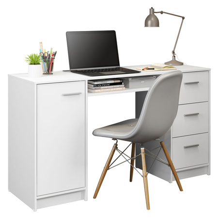 Escritorio Para Pc Alaska Madesa 3 Cajones 1 Puerta Blanco