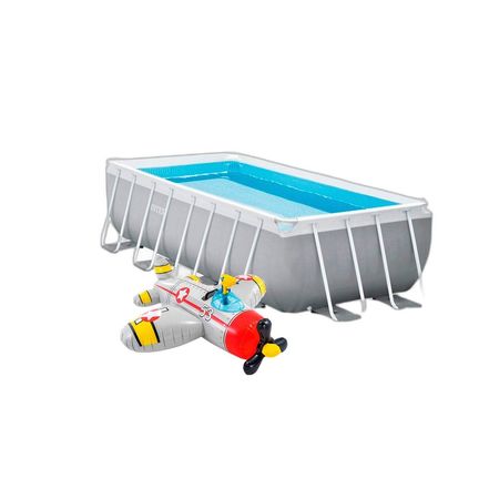 Combo Pileta Estructural Intex 10874L + Inflable Avion c/ Pistola