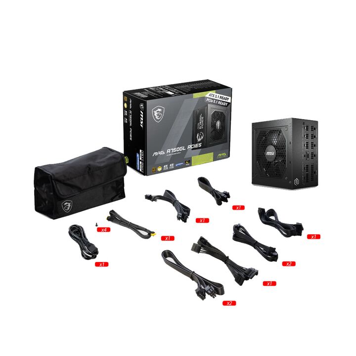 Fuente MSI 750W 80Plus Gold Mag A750GL Pcie5 - Vista 5