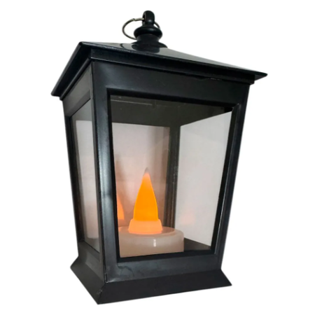 Farolito negro  Luz Led A Pilas Decorativo Mini simil vela