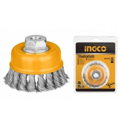 Cepillo copa trenzada 5"/125mm para amoladora RM14 Ingco WB21251