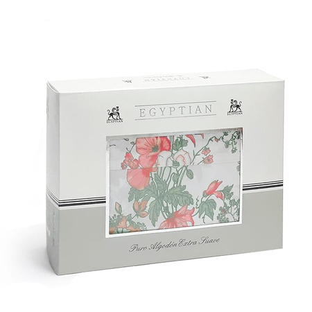 Sábana 200 hilos 100% alg. con vivo en caja Egyptian queen liso