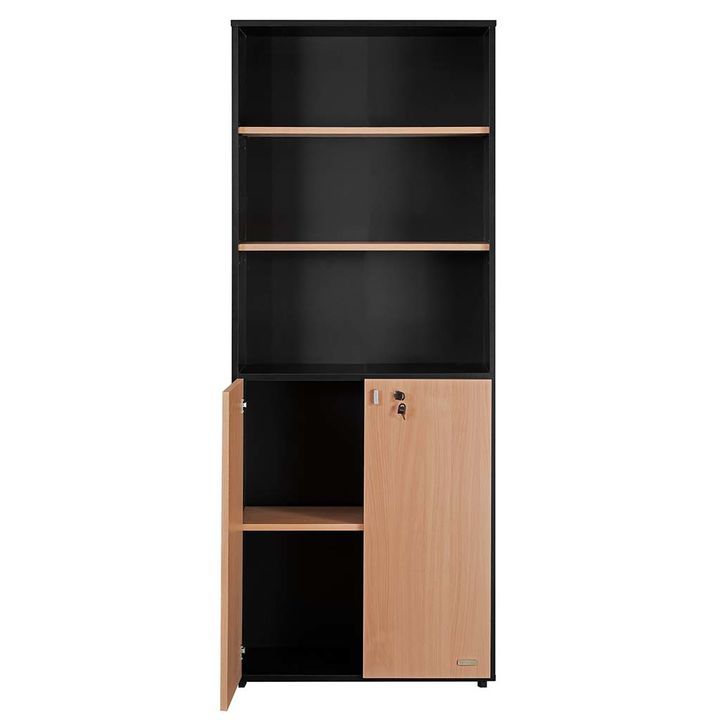 Biblioteca PLATINUM de 2 Puertas Bajas con Llave Negro Haya - Vista 4