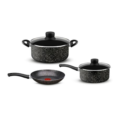 SET 5 PIEZAS TEFAL -STONE EFFECT CACEROLA C/TAPA 20CM, OLLA C/TAPA 24CM, SARTEN) (L2Z1G4B81)