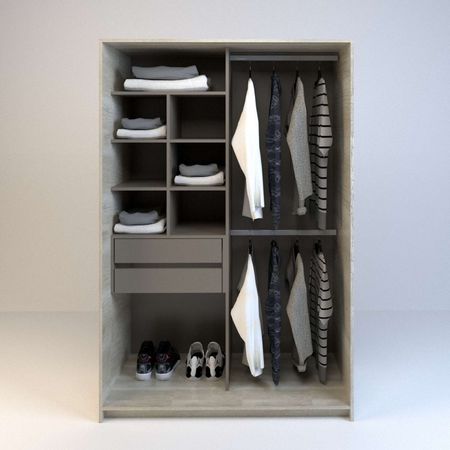 Vestidor 1,20m 2 Cajones Nevado|gris C. Tables