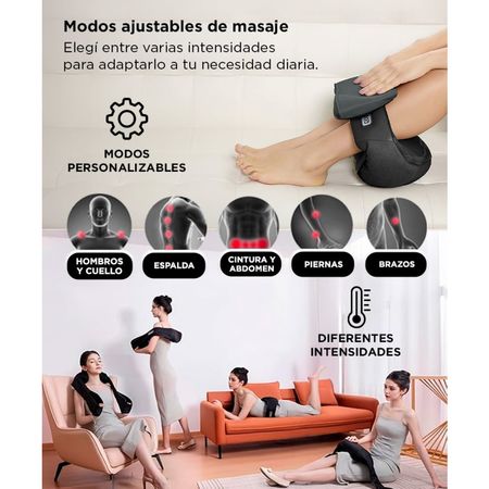 Masajeador Gris Oscuro Gadnic Ombu Cervical y Lumbar Shiatsu Terapia de Calor