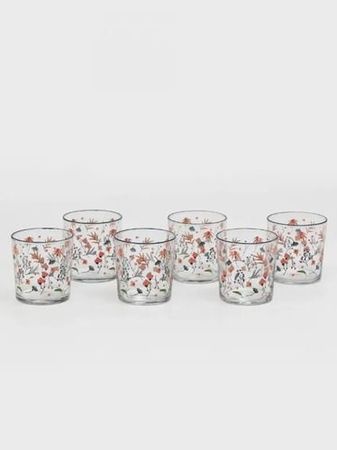 Set X6 Vaso Printemps Borde Al Tono 380 Ml Miuri Turquia Diseño Floral Azul