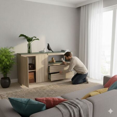 Bahiut Vajillero Aparador Comoda 2 Cajones 2 Puertas 175cm Tables 4026 Coco Bolo Safari
