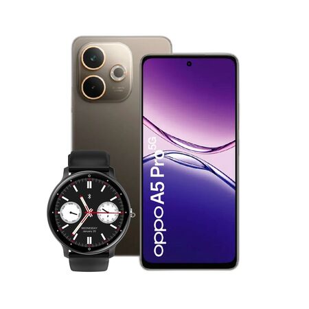 Combo Oppo A5 Pro 5G 8+256GB Mocha + Smartwatch Dekkin Circular BT