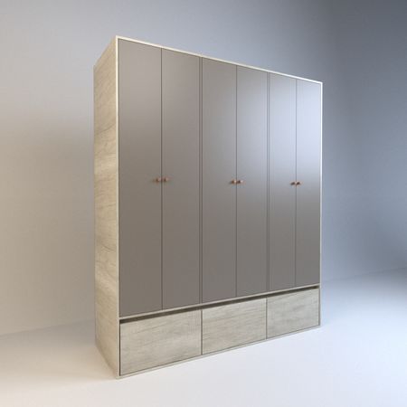 Placard de Abrir 1,8m 6 Puertas 4 Cajones 3 Zapateros Nevado Gris C. Tables