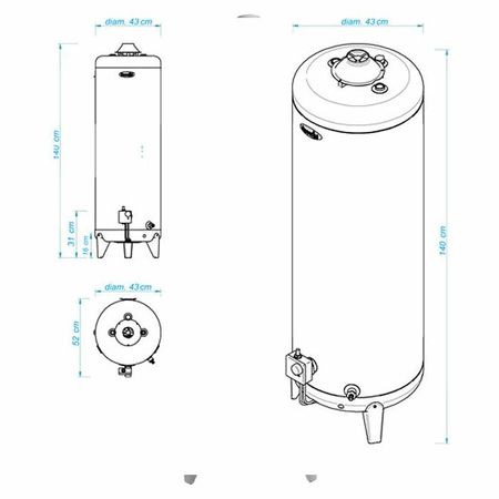 Termotanque a GAS Escorial 120 litros carga superior