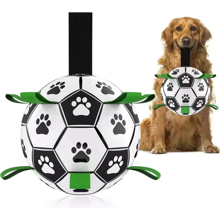 Pelota De Fútbol Mediana Cumo Con Tiras Para Mascotas 15 Cm