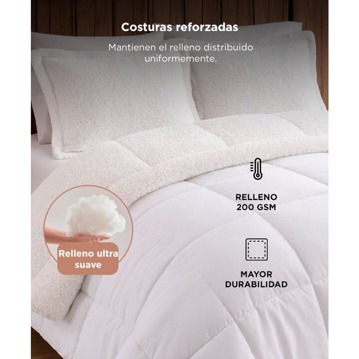 Acolchado Edredón RIETI By Gadnic Queen Reversible Corderito - Vista 4