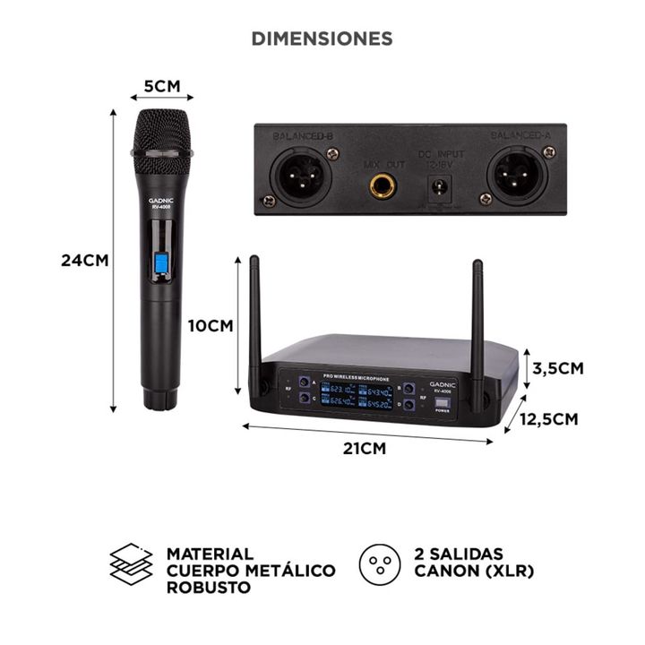 Kit de Micrófonos Inalámbricos Gadnic y Caja Receptora - Vista 6