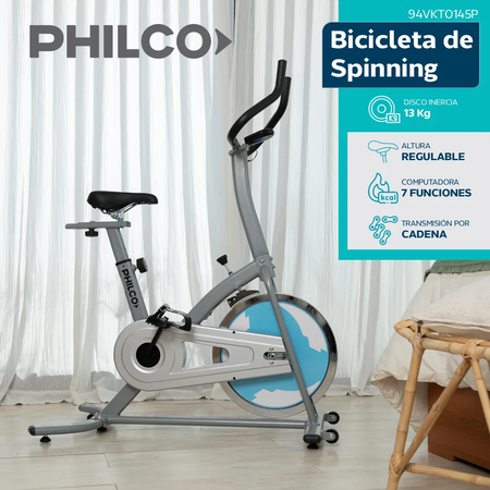 bicicleta fija spinning disco 13kg philco vkt0145p