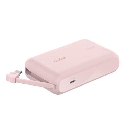 Power Bank Belkin with 20W PD + Integrated USB-C Cable 10K Rosa - Vista 1