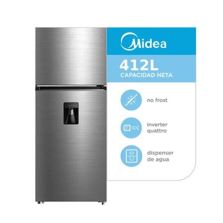 Heladera No Frost Acero Inoxidable 412 Litros Inverter Midea Mdrt580mte46adw