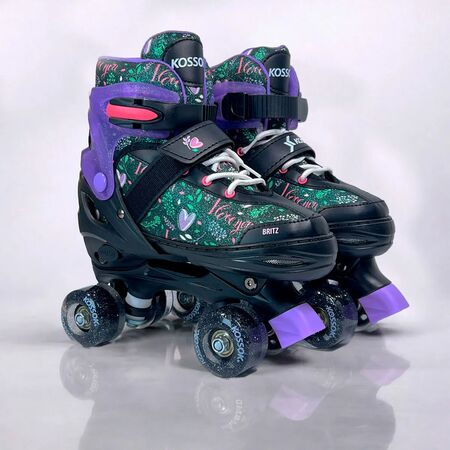 Rollers / Patines 2en1 Extensibles Britz Kossok +protec Violeta oscuro M 70 mm