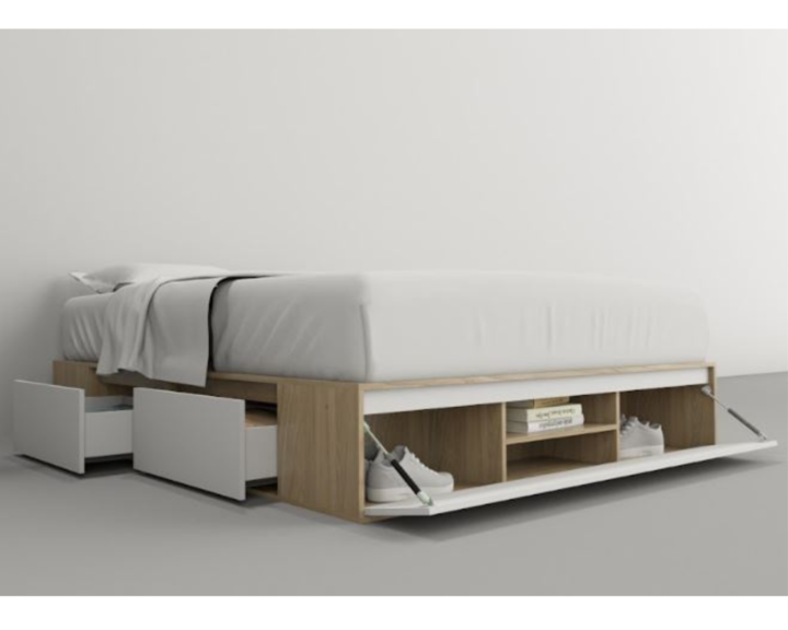 Base Cama Box Linea Minimal 1.60m 4 Cajones Con 1 Puerta 6443 Olmo/Everes Tables - Vista 10