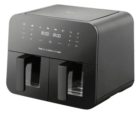 FREIDORA DE AIRE FOXBOX GENUS AERIS-9000-DUO  9LT 2000W NEGRO MOD FBX-ARS9LNVBX-100 (8304)