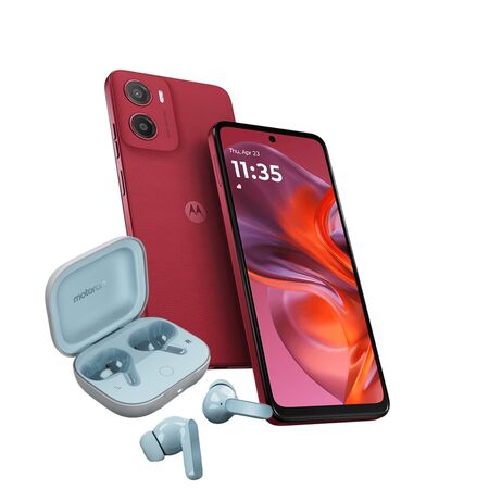 Combo Moto G05 4+128GB Plum Red + Moto Buds Guitar Illusion Blue