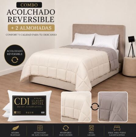 Acolchado reversible + 2 Almohadas Hotel