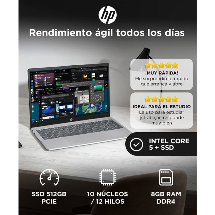 Notebook HP 15 Core 5 120U 8GB 512GB SSD Pantalla FHD Sistema operativo FreeDOS - Vista 2
