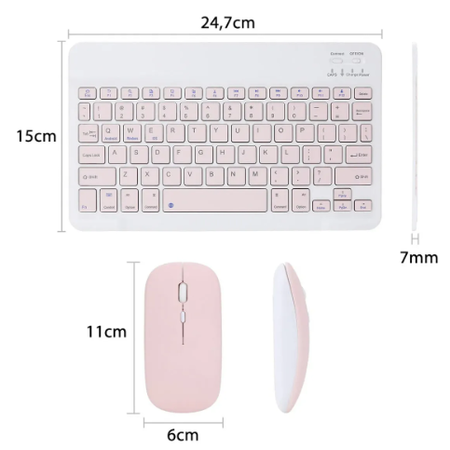 Kit teclado y mouse bluetooth rosa