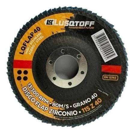 Disco Flap Desbaste 115mm 4.5'' Lusqtoff Lqdflap40 Grano 40 Naranja