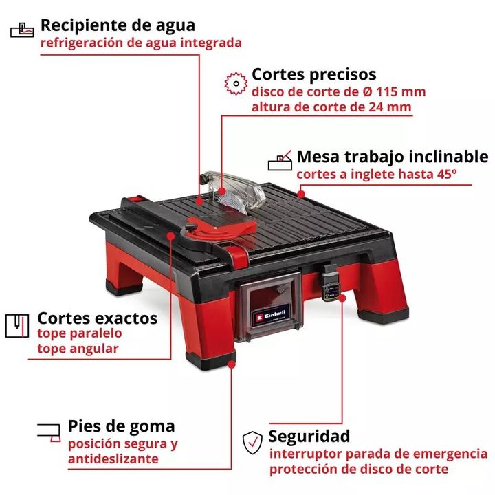 Einhell Cortadora de azulejos sin cable TE-TC 18/115 Li-Solo - Vista 3