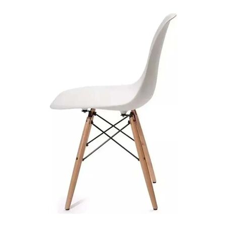 SILLA EAMES BLANCA CON PATAS DE MADERA