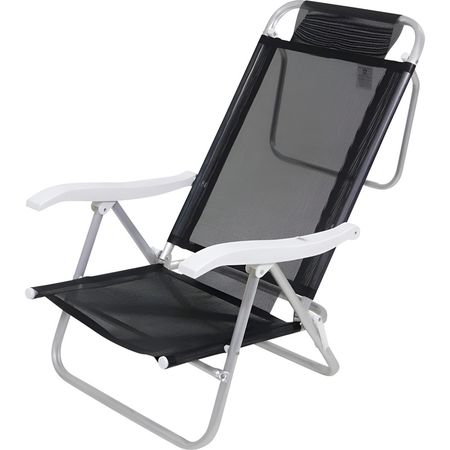 Reposera De 6 Posiciones Bel Sunny Aluminio Pvc Negro Negro