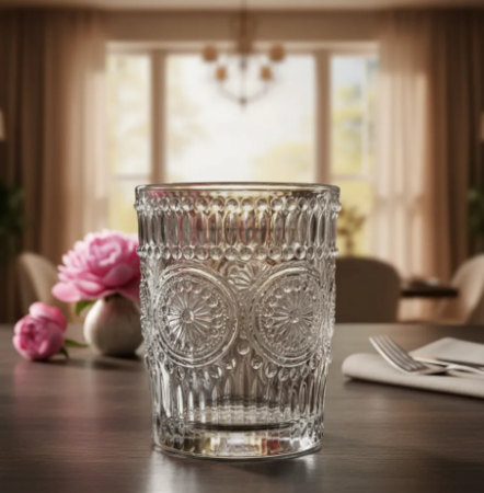 Set X6 vasos de vidrio labrado vintage Sunshine