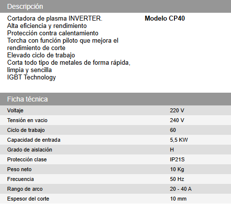 Cortadora de plasma INVERTER de 40 A. DAIHATSU - Vista 4