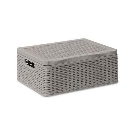 Caja Organizadora Dea Home Decora Con Tapa 17l Ratan Gris 26208/0