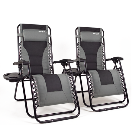 Set x2 Reposeras Plegables NOAK Zero Gravity Acero Acolchada