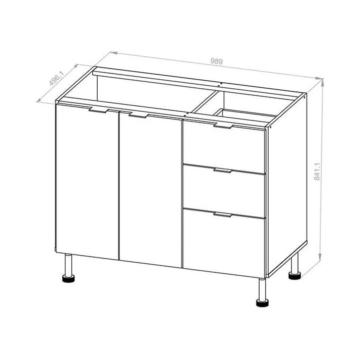 Bajo Mesada Confort 1M Perfil L Alum. Blanco CTB100 - Vista 4