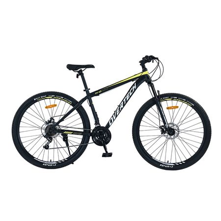Bicicleta Mtb Overtech Q5, R29 21v Shimano, Freno Disco, Suspensión, Amarillo/Blanco, Talle L