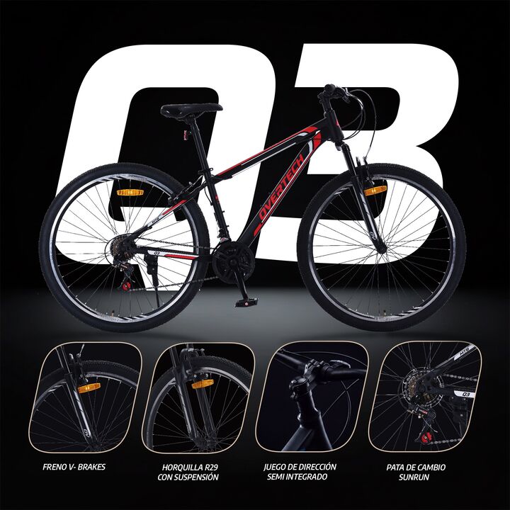Bicicleta Mtb Overtech R29 Q3 Con Suspensión 21 Velocidades - Vista 14