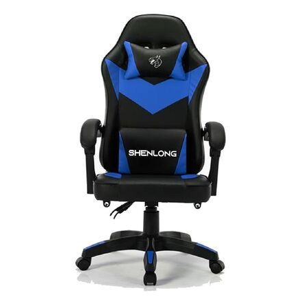 SILLON GAMER SHENLONG SHGC135 ALTURA REGULABLE RECLINABLE 135 GRADOS NEGRA Y AZUL