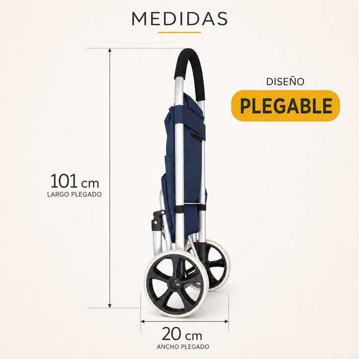 Carrito De Compras Plegable Con Estructura Reforzada Azul - Vista 3