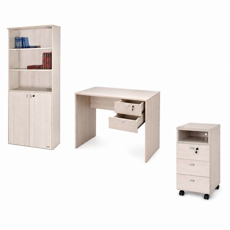 Combo Oficina PLATINUM Gris Andino Biblioteca+Escritorio+Arhivo