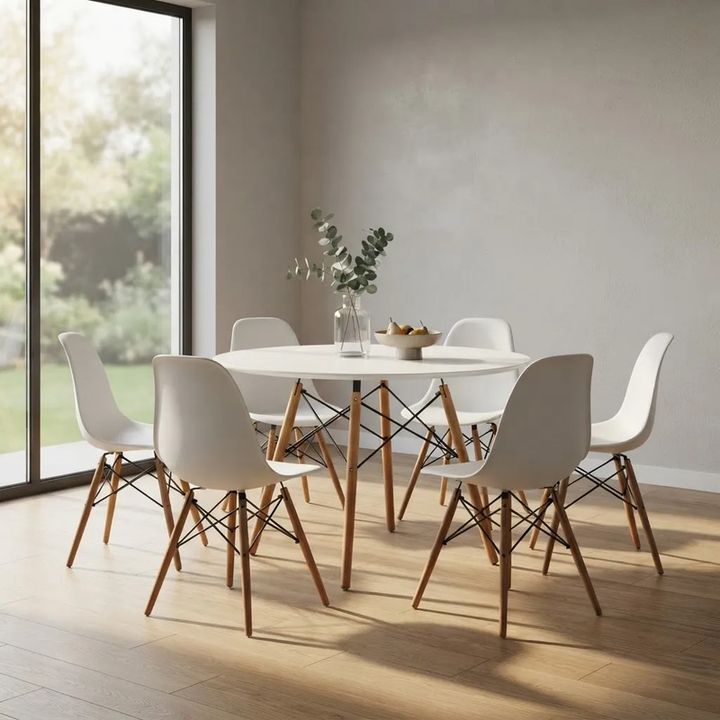Juego De Comedor Mesa Eames 120cm+6 Sillas Eames Blanco - Vista 1
