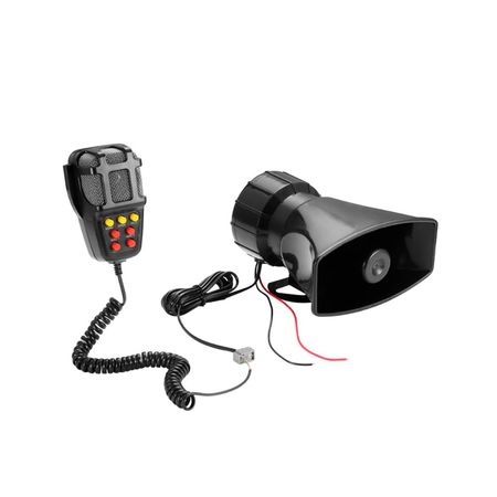 Sirena Vehicular Gadnic 100W 7 Sonidos Con Megáfono 12V Policía