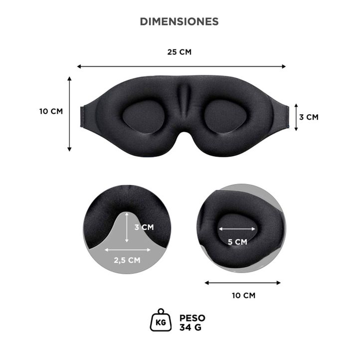Antifaz Mascara Para Dormir Memory Foam + Tapones de Oído - Vista 6